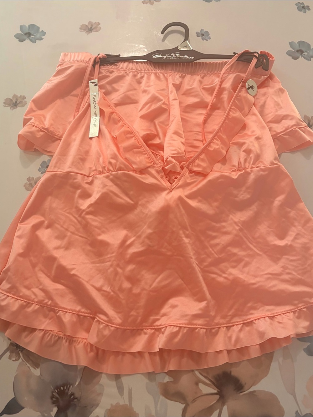 Show Me Your Mumu Peach Satin V-Neck Sleep Chemise